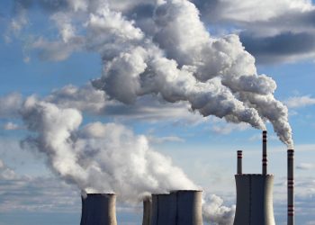 smoking cooling towers of coal power plant